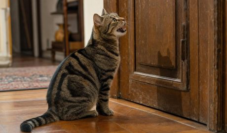 Chat qui miaule à la porte - Secrets de Chats découvrez pourquoi votre chat miaule à la porte et comment répondre à ses besoins pour apaiser son comportement.